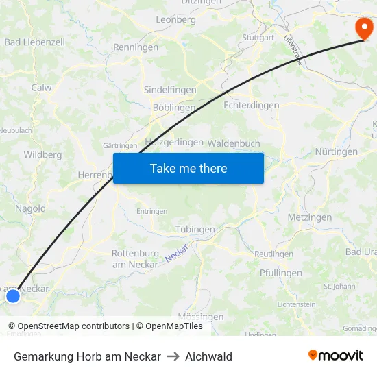 Gemarkung Horb am Neckar to Aichwald map