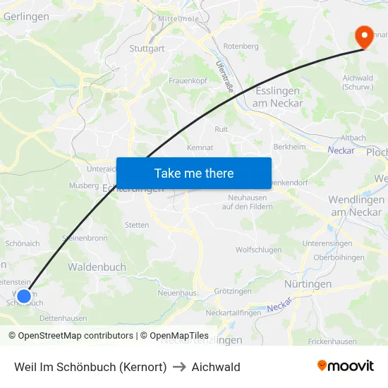 Weil Im Schönbuch (Kernort) to Aichwald map