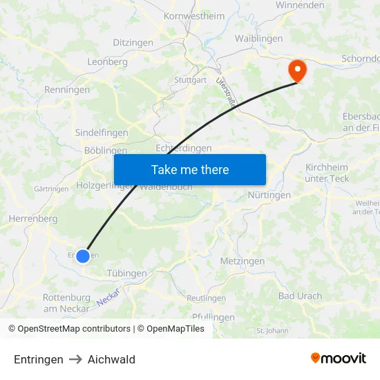 Entringen to Aichwald map