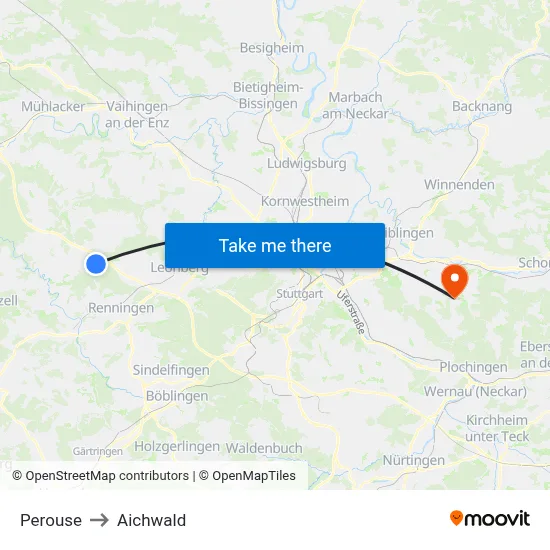 Perouse to Aichwald map