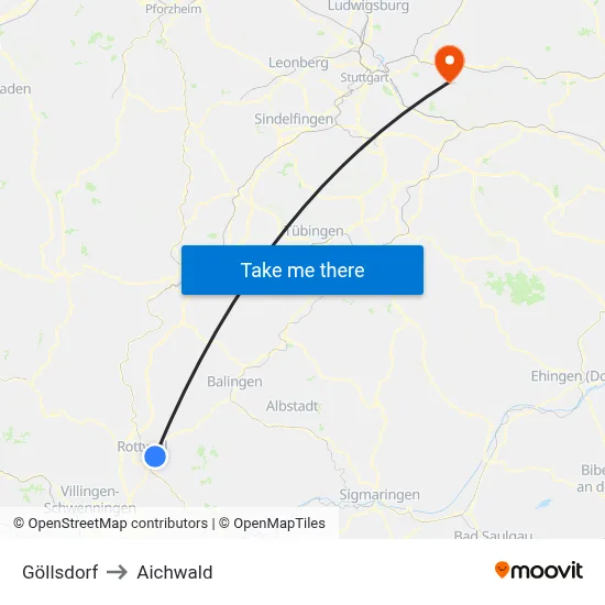 Göllsdorf to Aichwald map