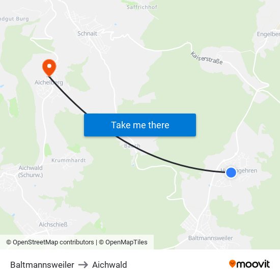 Baltmannsweiler to Aichwald map
