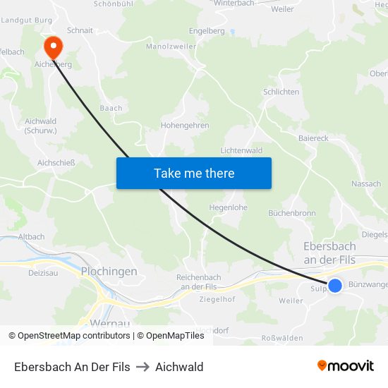 Ebersbach An Der Fils to Aichwald map
