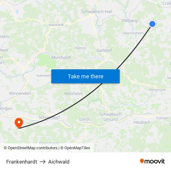 Frankenhardt to Aichwald map