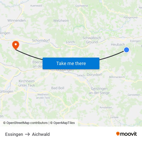 Essingen to Aichwald map