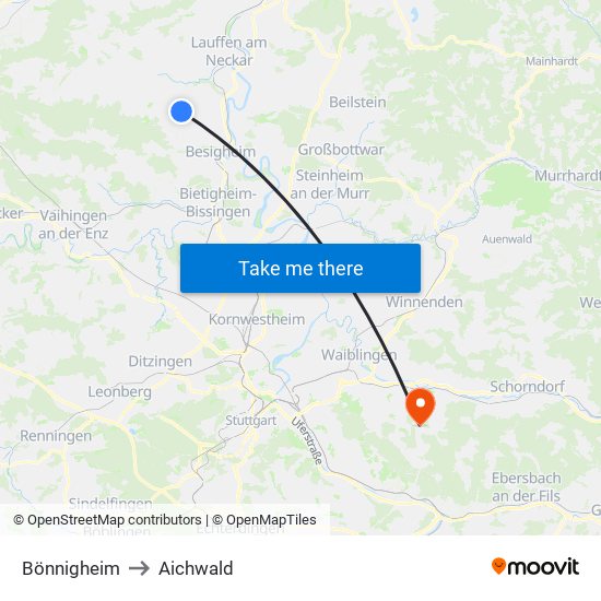 Bönnigheim to Aichwald map