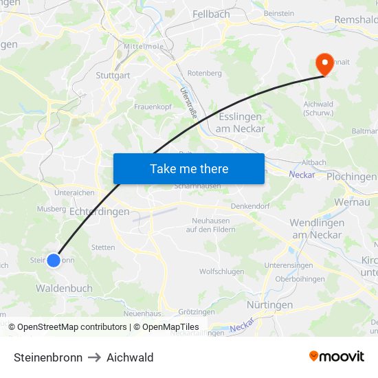 Steinenbronn to Aichwald map