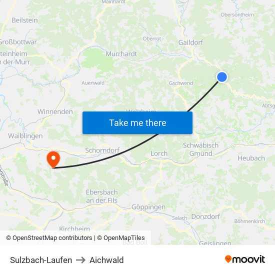 Sulzbach-Laufen to Aichwald map