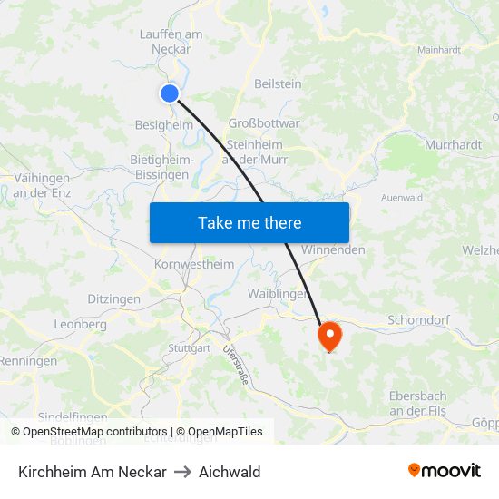 Kirchheim Am Neckar to Aichwald map