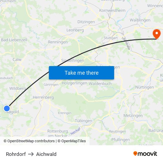 Rohrdorf to Aichwald map
