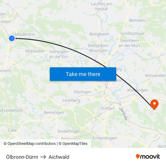 Ölbronn-Dürrn to Aichwald map