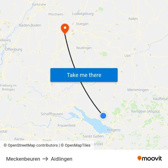 Meckenbeuren to Aidlingen map