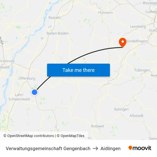 Verwaltungsgemeinschaft Gengenbach to Aidlingen map
