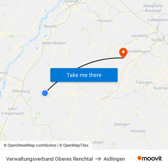 Verwaltungsverband Oberes Renchtal to Aidlingen map