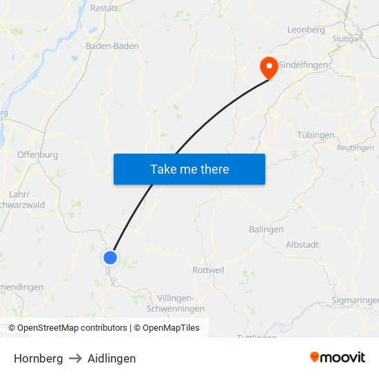 Hornberg to Aidlingen map