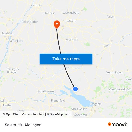 Salem to Aidlingen map