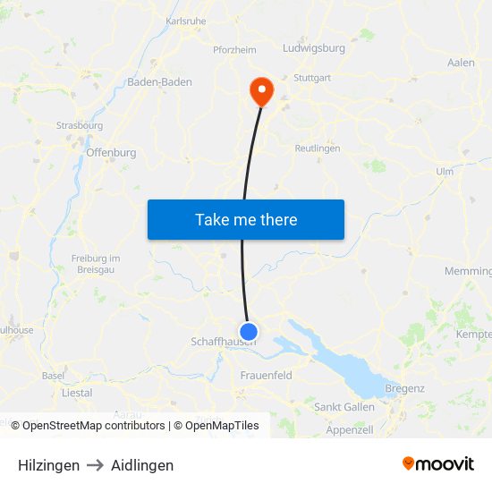 Hilzingen to Aidlingen map