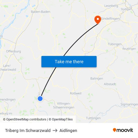 Triberg Im Schwarzwald to Aidlingen map