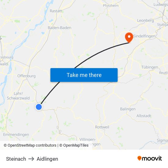 Steinach to Aidlingen map