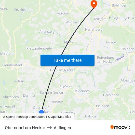 Oberndorf am Neckar to Aidlingen map