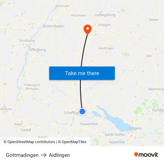 Gottmadingen to Aidlingen map