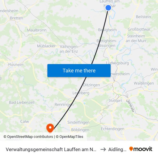 Verwaltungsgemeinschaft Lauffen am Neckar to Aidlingen map
