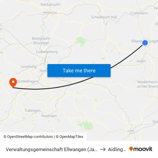 Verwaltungsgemeinschaft Ellwangen (Jagst) to Aidlingen map