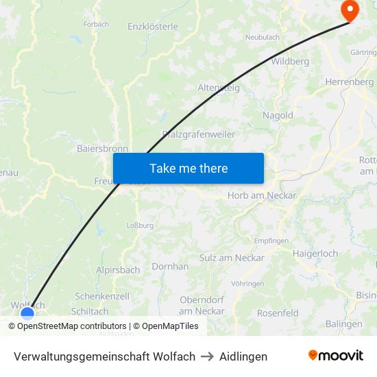 Verwaltungsgemeinschaft Wolfach to Aidlingen map