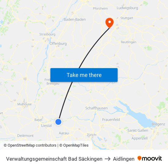 Verwaltungsgemeinschaft Bad Säckingen to Aidlingen map