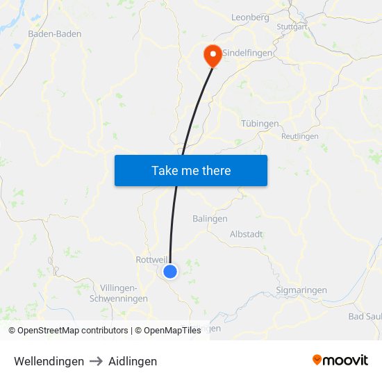 Wellendingen to Aidlingen map