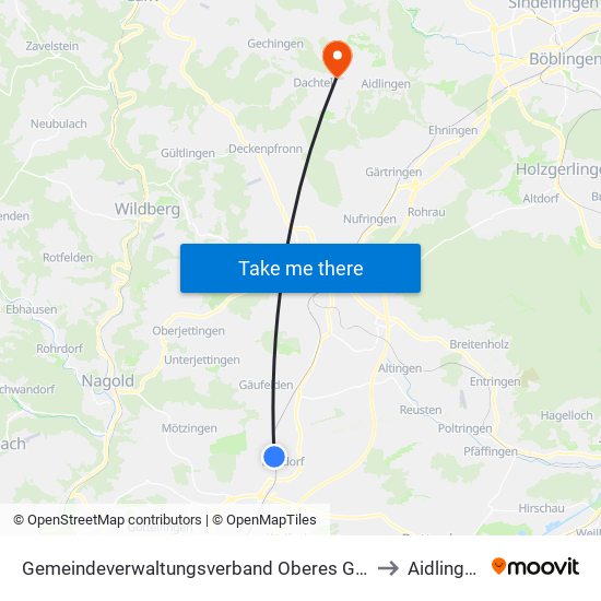 Gemeindeverwaltungsverband Oberes Gäu to Aidlingen map