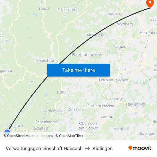Verwaltungsgemeinschaft Hausach to Aidlingen map