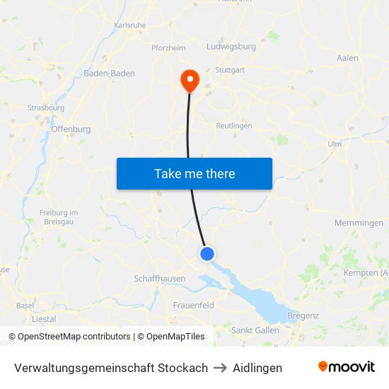 Verwaltungsgemeinschaft Stockach to Aidlingen map
