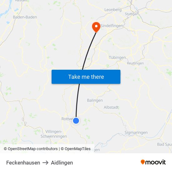 Feckenhausen to Aidlingen map