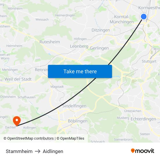 Stammheim to Aidlingen map