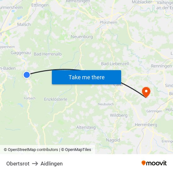 Obertsrot to Aidlingen map