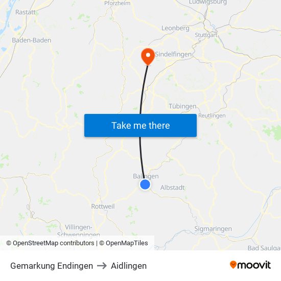 Gemarkung Endingen to Aidlingen map