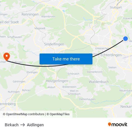 Birkach to Aidlingen map