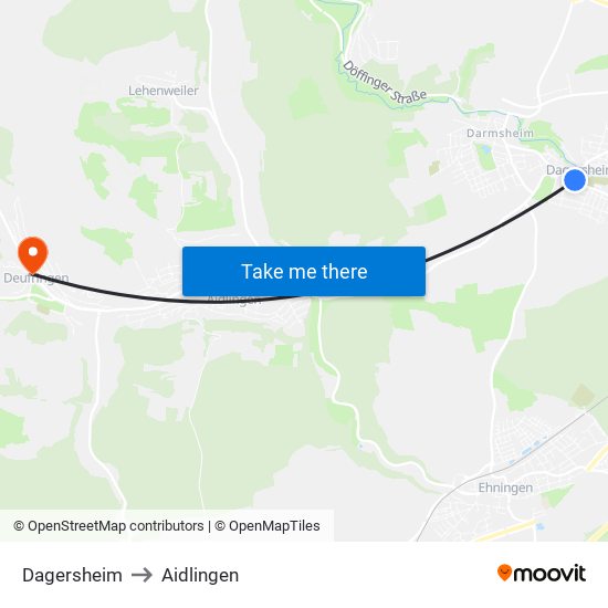 Dagersheim to Aidlingen map