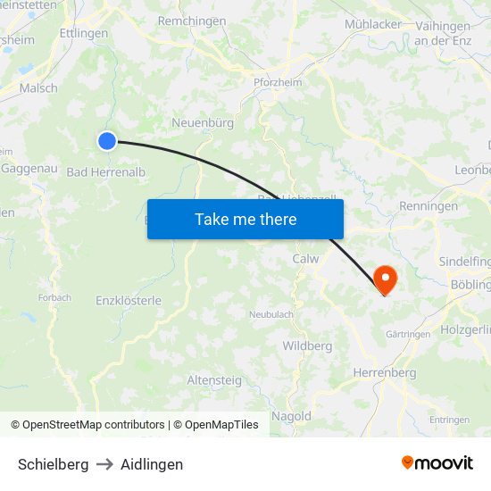 Schielberg to Aidlingen map