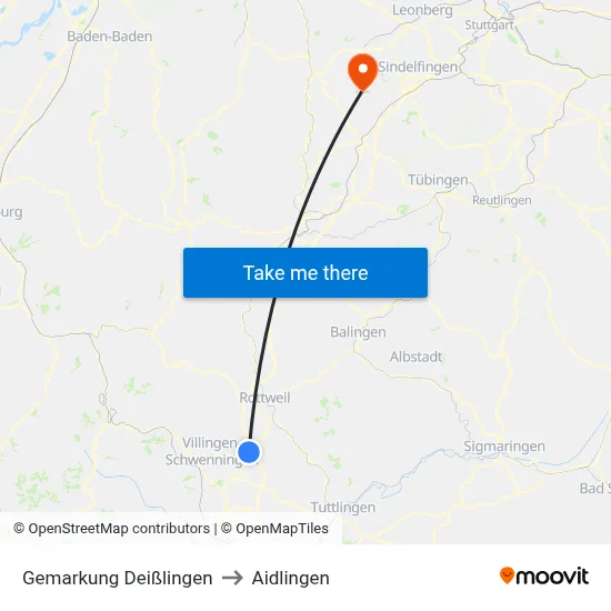 Gemarkung Deißlingen to Aidlingen map
