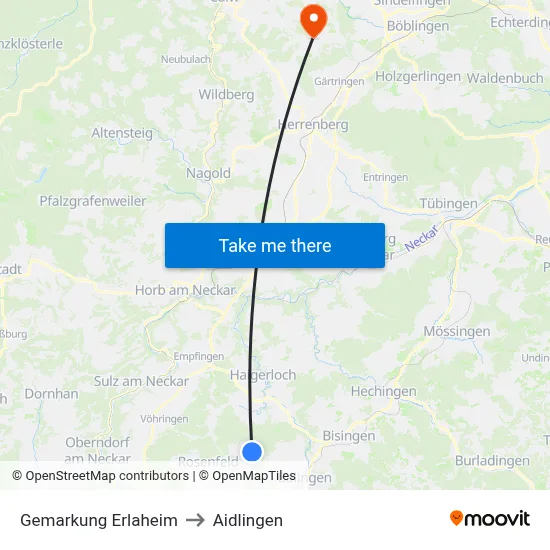 Gemarkung Erlaheim to Aidlingen map
