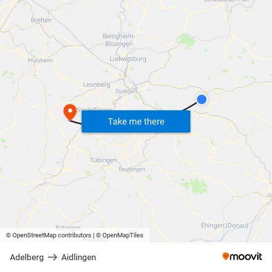 Adelberg to Aidlingen map