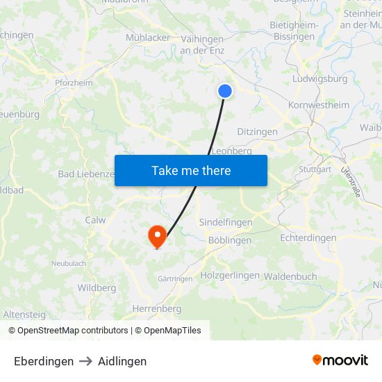 Eberdingen to Aidlingen map