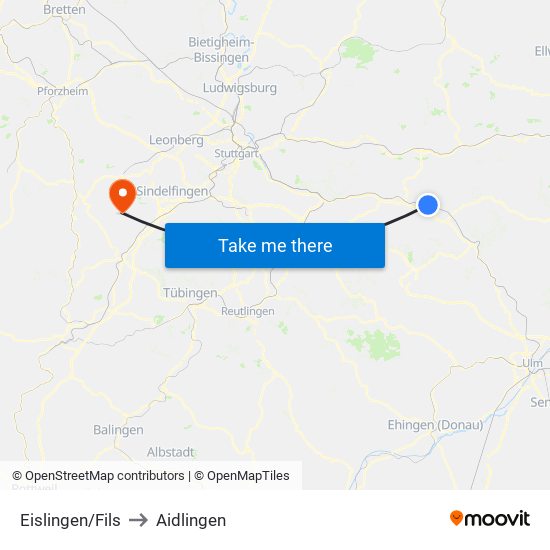 Eislingen/Fils to Aidlingen map