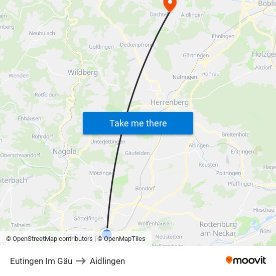 Eutingen Im Gäu to Aidlingen map