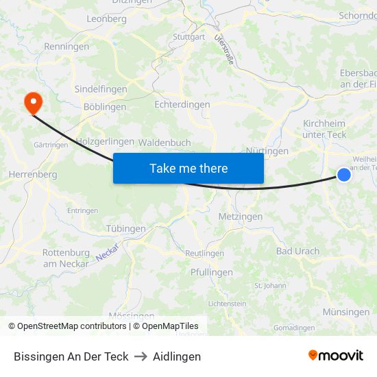 Bissingen An Der Teck to Aidlingen map