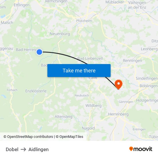 Dobel to Aidlingen map