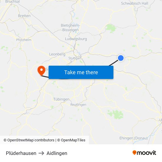 Plüderhausen to Aidlingen map