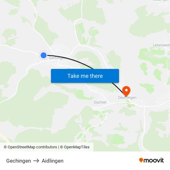 Gechingen to Aidlingen map